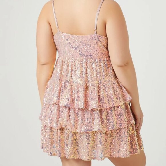 Plus Size Sequin Tiered Mini Dress - Picture 7 of 10